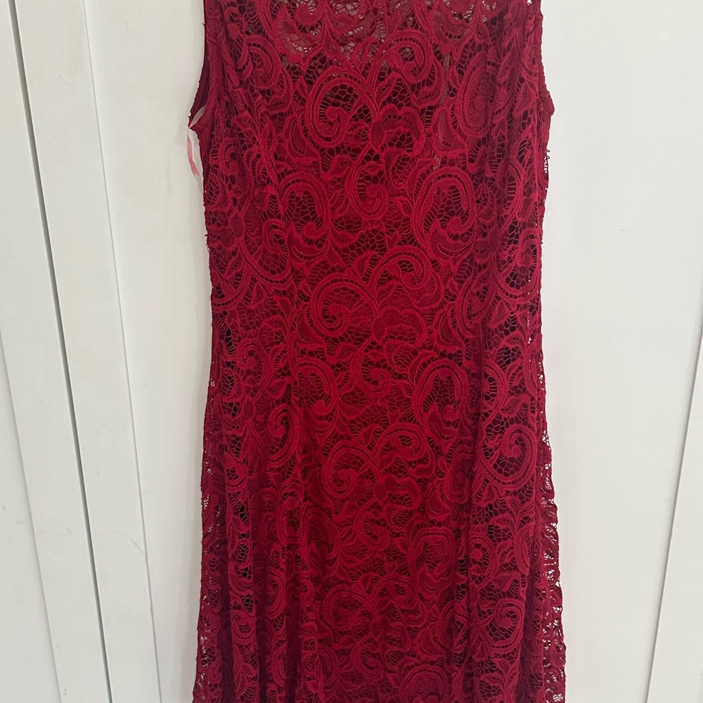Liz Claiborne Burgundy Lace Midi Dress